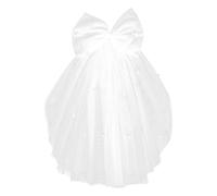 Voile de Mariée pour Chien à Nœud, Accessoires Mariage, Petits Animaux | Polyester Blanc, Fixation par Peigne, Usage pour Cérémonies et Événements Spéciaux, Style Élégant Romantique