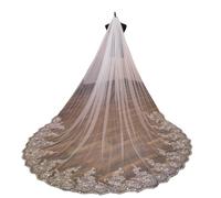 Voile de mariée Wholesale White Ivory 3 * 3 Meter Cathedral Wedding Veils Lace Appliques Bridal Veil(White 2)