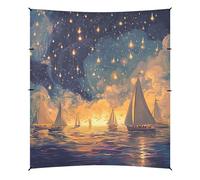 Voile de mer Art Stars Nuit Plage Auvent UPF50+ Pare-soleil d'extérieur léger avec pelle à sable, sacs de sable pour voyage en famille