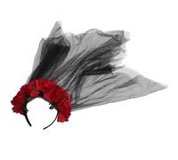 Voile décoratif d'Halloween Rose à serrage Tête pour Femme Carnaval