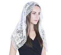 Voile d'église en dentelle Mantilla voile de chapelle couvrant la tête de la messe latine, BLANC, M