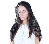 Voile d'église en dentelle Mantilla voile de chapelle couvrant la tête de la messe latine, noir, Medium