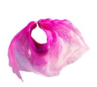 Voile d'éventail de danse du ventre en soie véritable, teint à la main, dégradé couleur, long, fait(SK010,Fan 180cm-Veil 270cm)