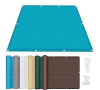 Voile d'extérieur en polyester transparent léger pour terrasse et jardin avec œillets, attaches de câble et cordon en nylon - 130 x 800 cm - Bleu