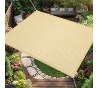 Voile d'ombrage 1.2 x 4 m avec Œillets UV Protection Rectangulaire Toile Ombrage Exterieur avec Œillets et Corde, Perméable à l'eau pour Patio, Jardin, Pergola, Serre, Couleur Crème