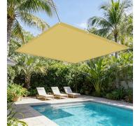Voile d'ombrage 100 x 180 cm Imperméable, Anti-UV Toile Ombrage Exterieur avec Oeillets et Cordons sans Perçage pour Extérieur Camping et Pelouse, Pergola, Couleur Crème