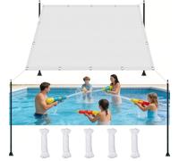 Voile d'ombrage 100 x 490 cm Imperméable, Anti 98% UV, Protection Solaire, Polyester Anti-Déchirure, Imperméable Toile Ombrages, avec Œillets et Cordes pour Jardin Balcon, Blanc