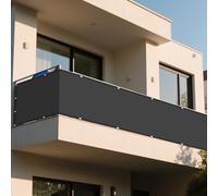 Voile d'ombrage 112 x 382 cm Protection Solaire Résistant à La Pluie Anti UV Toile d'ombrage Pergola avec Le Kit de Fixation pour Balcon Terrasse Exterieur Patio Piscine, Gris Foncé