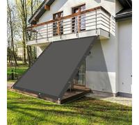 Voile d'ombrage 160 x 420 cm avec Oeillets et Cordons Rectangulaire Imperméable Toile d'ombrage Imperméable Protection UV pour Jardin Terrasse Camping Sable, Gris Foncé