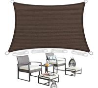 Voile d'ombrage 2.7 x 3.2 m 95% UV Protection, Résistant, Protection Solaire, Rectangulaire Toile Ombrage Extérieure avec Corde pour Jardin Patio Extérieur Terrasse Pergola, Marron