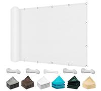 Voile d'ombrage 205 x 205 cm Rectangle, Protection des Rayons UV, Résistant, Tissu d'ombrage avec Oeillets et Cordons pour Patio Jardin Terrasse Extérieur Balcon, Blanc