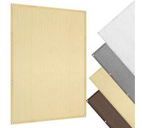 Voile d'ombrage 215 x 235 cm Protection UV, Rectangle, Indéchirable, Résistant, Voiles Ombrages avec Oeillets et Cordons pour Patio Jardin Terrasse Extérieur Balcon, Couleur Crème