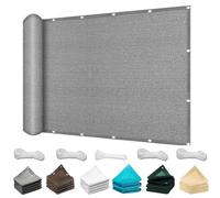 Voile d'ombrage 235 x 285 cm Rectangle, Protection des Rayons UV, Résistant, Tissu d'ombrage avec Oeillets et Cordons pour Patio Jardin Terrasse Extérieur Balcon, Gris Clair