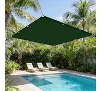 Voile d'ombrage 240 x 340 cm Imperméable, Anti-UV Toile Ombrage Exterieur avec Oeillets et Cordons sans Perçage pour Extérieur Camping et Pelouse, Pergola, Vert Foncé