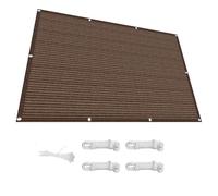 Voile d'ombrage 280 x 280 cm Rectangle HDPE Respirant, Protection UV, Toile Ombrage avec Oeillets et Cordons pour Patio Jardin Terrasse Extérieur Balcon, Marron