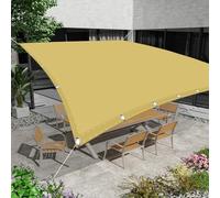 Voile d'ombrage 3.2 x 3.4 m Protection 95% UV Imperméable Rectangulaire HDPE/Polyester Auvent pour Être Applicable, Balcon et Pergola, Jaune Sable