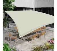 Voile d'ombrage 3.5 x 3.8 m Protection 95% UV Imperméable Rectangulaire HDPE/Polyester Auvent pour Être Applicable, Balcon et Pergola, Blanc cassé
