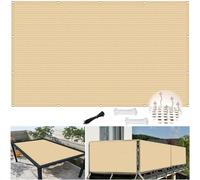 Voile d'ombrage 3.8 x 4.5 m Résistant Respirant Coupe-Vent et Perméable à l'eau Respirant Rideau de Soleil avec Serre-Câbles pour Balcon, de Plein Air, Jaune Sable