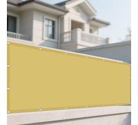 Voile d'ombrage 342 x 382 cm Protection Solaire Polyester Filet d'ombrage Potager Cordes de Fixation Incluses pour Patio Balcon Jardin Terrasse Extérieur, Jaune Sable