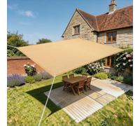 Voile d'ombrage 420 x 480 cm Respirant, Perméable à l'eau et Ventilé Toile d'ombrage Jardin Exterieur avec Cordes pour Terrasse Jardin Extérieur, Couleur Crème