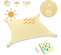 Voile d'ombrage 4x4m Carré, Beige Voile d'ombrage Imperméable Avec Œillets, 420D 95% Protection solaire Protection UV Pour Jardin Balcon Terrasse