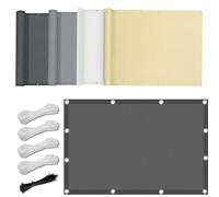 Voile d'Ombrage 4x6.5m Imperméable Toile Ombrage Exterieur Rectangulaire avec Anneaux Acier Inoxydable Anti-UV 95% PES Respirant pour Balcon Terrasse Jardin Gris foncé