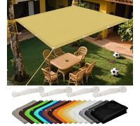 Voile d'ombrage 5.5 x 6 m Protection des Rayons UV à 98% Filet de Protection UV avec Corde Libre et Oeillets pour Extérieur Jardin Terrass Balcon, Couleur Crème