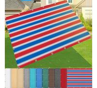 Voile d'ombrage 5 m x 11 m - 185 g/m² avec œillets - Protection UV et solaire 95 % - Idéal pour les cours, les serres, les piscines et les jardins - Motif rayé durable