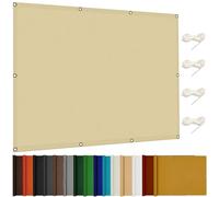 Voile d'ombrage 6.5 x 9.5 m Polyester Protection UV Protection Solaire Toile Parasol avec Oeillets et Cordons pour Patio Jardin Terrasse Extérieur, Jaune Sable