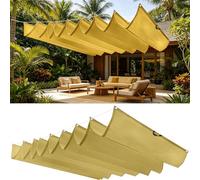 Voile d'ombrage à La Vague 0.8 x 14.5 m Imperméable, Protection Solaire, Polyester Anti-Déchirure, Voile Ombrage Rectangulaire, avec Œillets et Cordes pour Jardin Terrasse, Jaune Sable