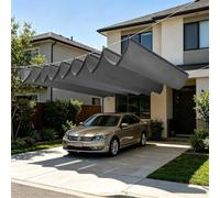 Voile d'ombrage à La Vague 1.2 x 7 m Imperméable Protection UV Vagues Coulissant Toile d'ombrage avec Oeillets et Cordons, Résistant pour Jardin Terrasse Balcon Camping, Gris Foncé