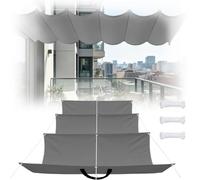 Voile d'ombrage à La Vague 1.2 x 7 m Imperméable, Rectangulaire, Protection UV Solaire, Indéchirable, Voile d'ombrage Réglable, avec Œillets, Corde pour Patio Extérieur, Gris Foncé