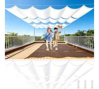 Voile d'ombrage à La Vague 1.4 x 3.2 m Imperméable, Rectangulaire, Protection UV Solaire, Indéchirable, Toile Pergola Rectangulaire, avec Œillets, Corde pour Jardin Terrasse, Blanc