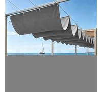 Voile d'ombrage à La Vague 1.9 x 7 m Imperméable Protection UV Vagues Coulissant Toile d'ombrage avec Oeillets et Cordons, Résistant pour Extérieur Jardin Terrass Balcon, Gris Foncé