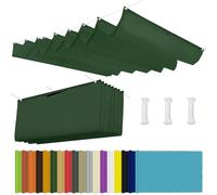 Voile d'ombrage à La Vague 1.9 x 9 m Imperméable, Rectangulaire, Protection UV Solaire, Indéchirable, Imperméable Bache Ombrages, avec Œillets, Corde pour Jardin Terrasse, Vert Foncé