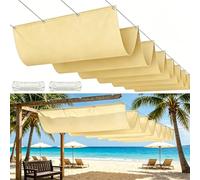 Voile d'ombrage à La Vague 2.8 x 16 m Imperméable Protection UV Vague Rétractable Toile Ombrage Extérieur avec Oeillets et Cordons, Résistant pour Extérieur Jardin Terrass Balcon, Jaune Sable