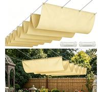 Voile d'ombrage à La Vague 400 x 1400 cm Imperméable Protection UV Vague Rétractable Balcon Rideau de Soleil avec Oeillets et Cordons, Résistant pour Extérieur Jardin Terrass Balcon, Jaune Sable