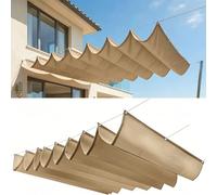 Voile d'ombrage à Vague Rétractable 115 x 120 cm Réglable, Protection Solaire, Imperméable Pergola Résistante Aux UV Voile d'ombrage Rectangulaire pour Extérieur Jardin, Kaki