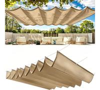 Voile d'ombrage à Vague Rétractable 230 x 290 cm Store Ondulé sur Mesure Imperméable, de Protection UV, Protection Solaire Voiles d'ombrage de Vague pour Extérieur Jardin, Kaki