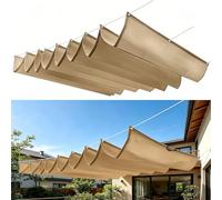 Voile d'ombrage à Vague Rétractable 250 x 360 cm sur Mesure, Réglable, Couverture D'Ombre, de Protection UV et Indéchirable Imperméable Bâche Dombrage pour Jardins Balcons, Kaki