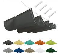 Voile d'ombrage à vague rétractable - Store intérieur réglable sur mesure - Avec corde de traction - Pour auvent de terrasse, pavillon, terrasse et jardin - 0,6 x 2 m - Anthracite