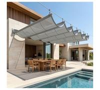 Voile d'Ombrage à Vagues en Forme de U，Auvent à Vagues，Rétractable Vague Voile D'ombrage，Couverture Toit Coulissante Anti-UV，pour Terrasse Porche Patio(W3*L15m/W9.84*L49.21ft)