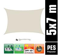 Voile d'Ombrage - AMANKA - Rectangulaire - Imperméable - Protection UV 85% - 5x7 m