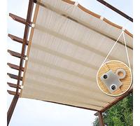 Voile d'ombrage beige 3 x 4 m, filet d'ombrage filtrant la lumière avec bloque 95 % des rayons UV pour terrasse, pergola, tonnelle, clips inclus