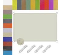 Voile d'ombrage beige de 1,6 x 2,3 m - Résistant aux intempéries et aux hautes températures - Auvent imperméable avec kit de fixation pour espaces extérieurs