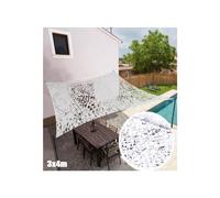 Voile d'ombrage blanche camouflage 3 x 4 m, rectangulaire, résistante aux UV, pour extérieur