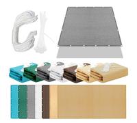 Voile d'ombrage Camouflage 215 x 360 cm Protection Solaire avec Cordons Auvent Respirante UV Protection avec 4 Morceaux de Corde pour Jardin, Terrasse, Camping, Balcon, Gris Clair