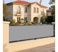 Voile d'ombrage Camouflage 225 x 385 cm Imperméable PES Protection 98% UV Résistant Aux UV Brise Vue avec Oeillets pour Patio Pergola Jardin Exterieur, Gris Clair