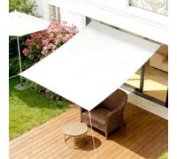 Voile d'ombrage Carré 370 x 460 cm Imperméable, Protection UV, Rectangulaire Toile Ombrage sans Perçage, Indéchirable, avec Œillets pour Jardin Terrasse Patio, Sable, Blanc