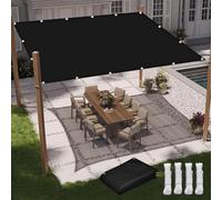 Voile d'ombrage carré en polyester imperméable durable avec œillets et cordons, idéal pour le jardin et la terrasse, noir, 2,5 x 2,5 m